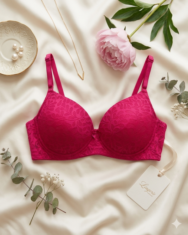 Floret Lacy Full Coverage Non-wired Padded Bra T-Shirt Bra