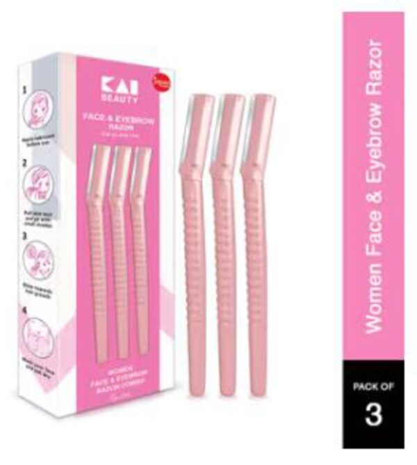 KAI Reusable Face and Eyebrow Razor for Women (Pack of 3)